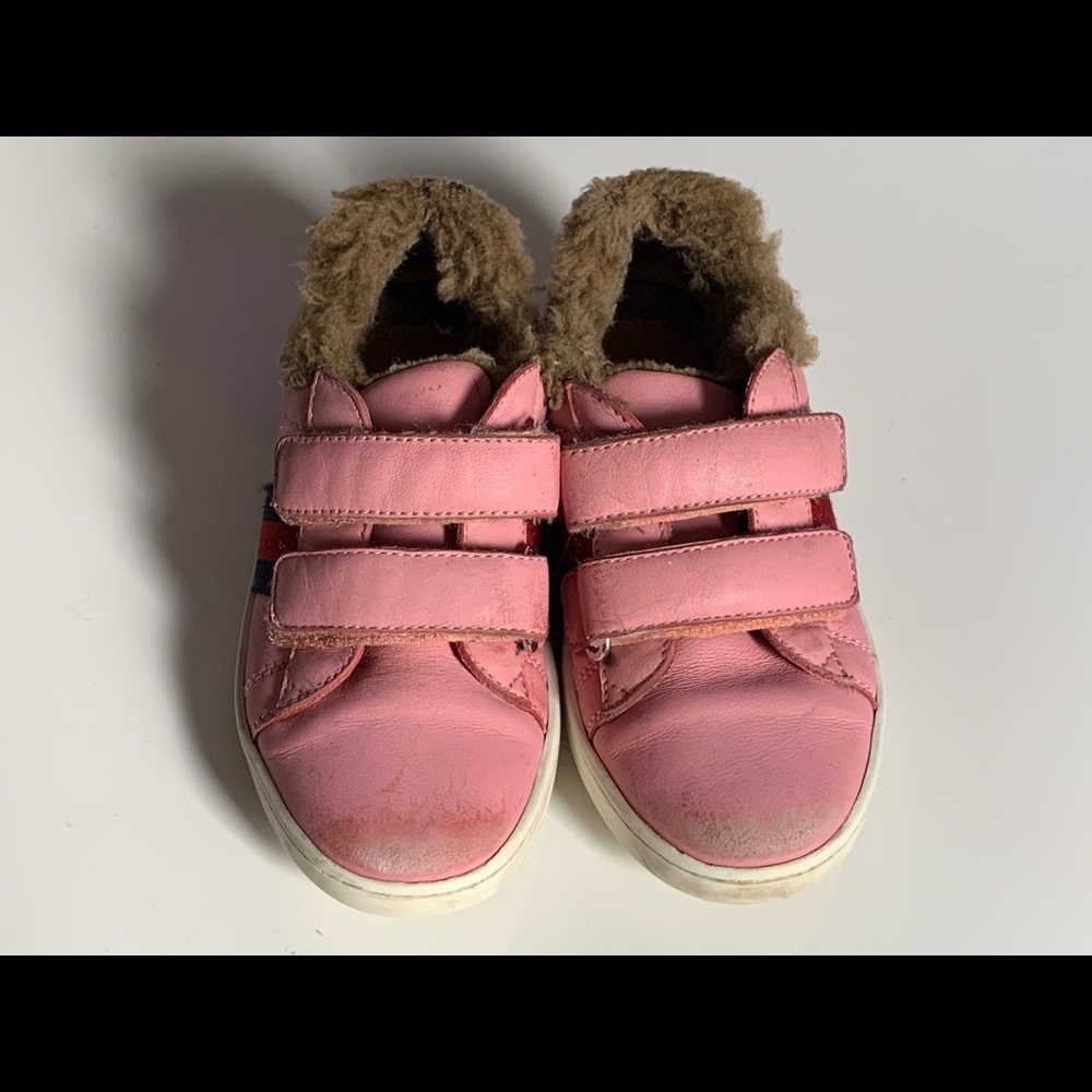Gucci faux fur Ace sneakers pink